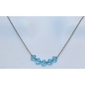 Whimsical Minimalist Ice Blue Beaded Necklace